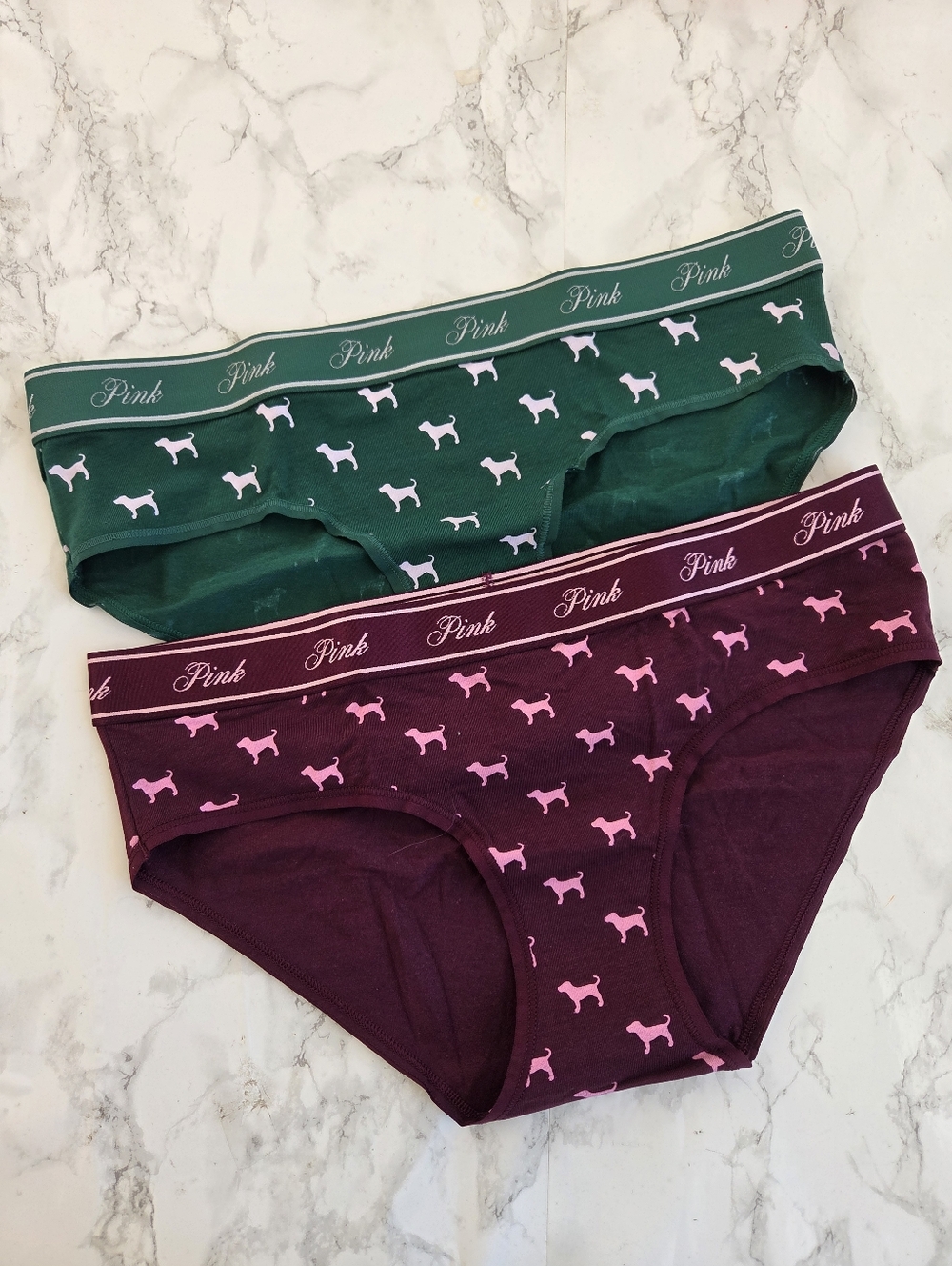 Victoria's Secret PINK 2-Pack Logo Cotton Hiphugger Hipster Panties M NWT